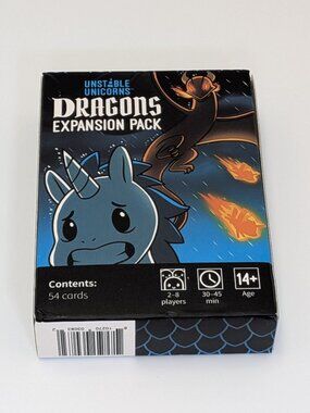 Unstable Unicorns Dragons Expansion Pack Card Game 54 Cards Unplayed Open Box